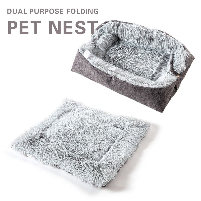 Pet Cat Bed Soft Long Plush Mat Winter Warm Cat Cushion Small Dog Kennel Comfortable Mattress For Cats Dogs Pet Sleeping Product-0